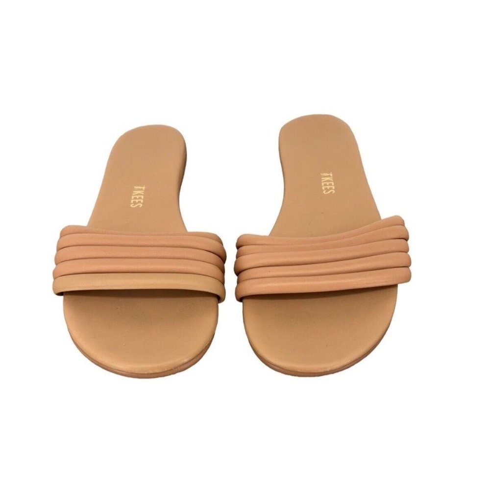 TKEES Women’s Serena Leather Slides Sandals In Nude Size 6 - Picture 2 of 4